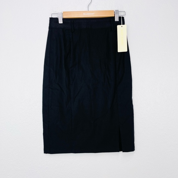Kate Kasin Bodycon Fitted Black High Waisted Pencil Professional Skirt - Picture 3 of 9